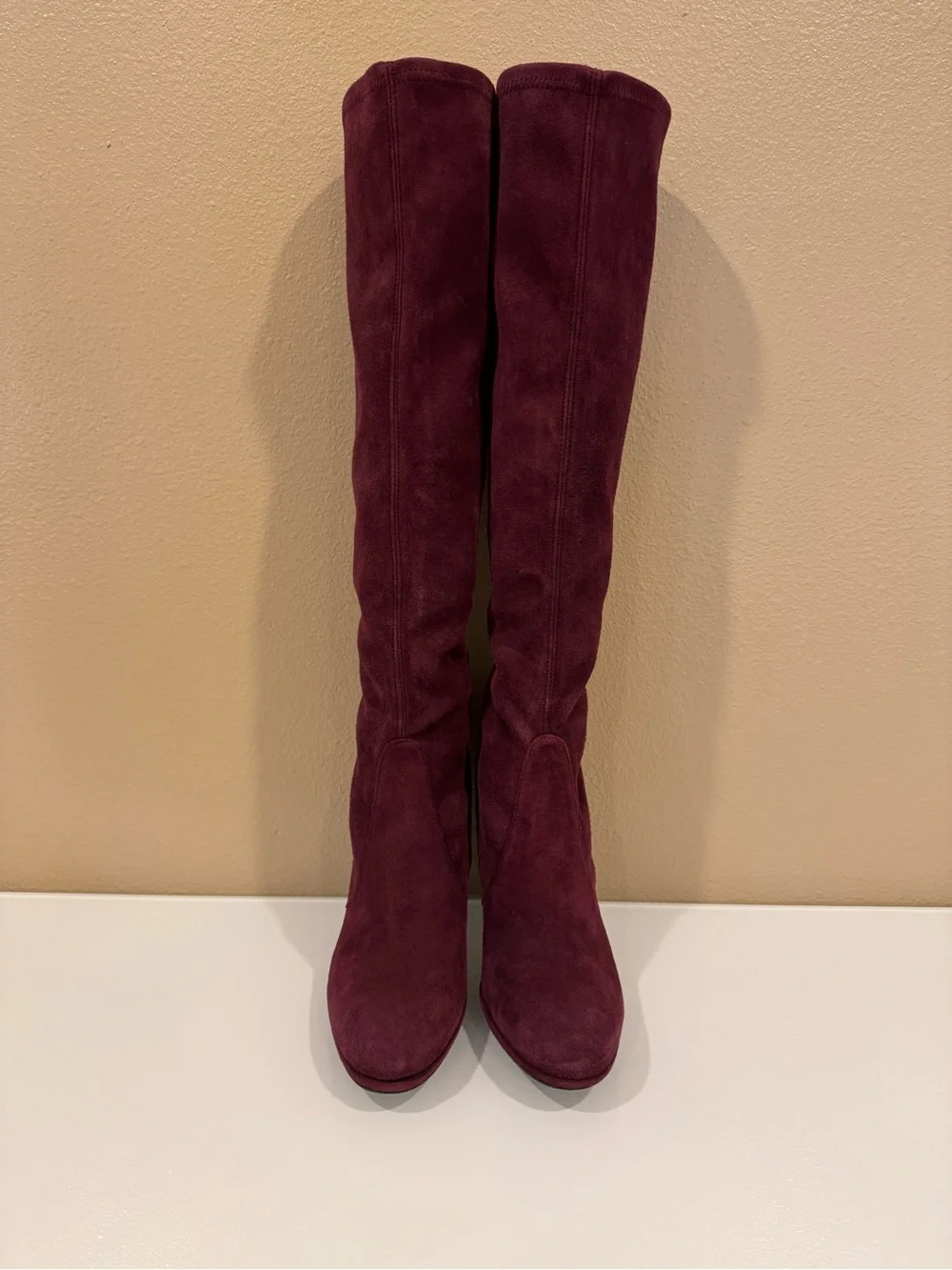 Stuart Weitzman Knee High Bordeaux Suede Boots